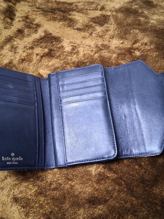 Kate Spade Kennedy Street Snake Wallet Trifold Ivory Black Dots Leather - Picture 13 of 16